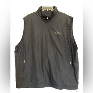 Antigua Men Black Vest,XL, 1/4 Zip, Drawstring, 2 Pockets,”The Pearl Golf Link”